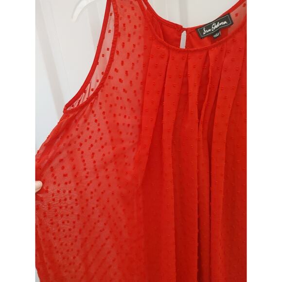 Sam Edelman Babydoll Dress Sleeveless Lace Overlay Small Red - Picture 2 of 5